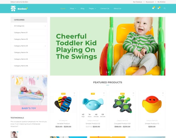 Bonbon - Baby Shop, Kids Store WooCommerce Theme