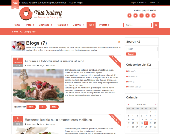 Vina Bakery II - Flexibility and Responsive Joomla Template