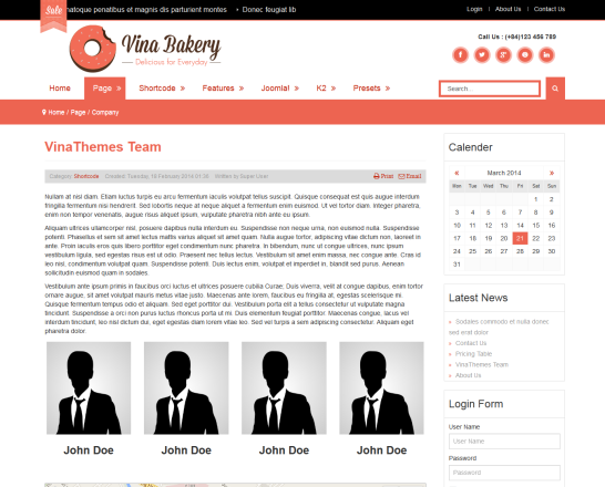 Vina Bakery II - Flexibility and Responsive Joomla Template