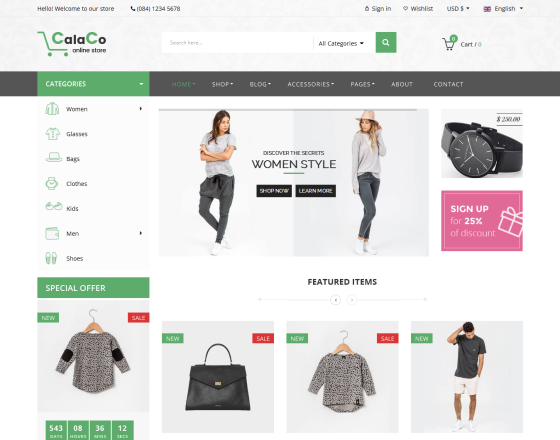 Vina Calaco - Clothing and Fashion VirtueMart Template