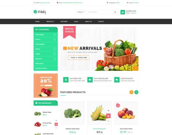 Vina iFoody - Responsive VirtueMart Joomla Template