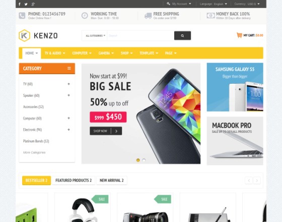 Vina Kenzo - Responsive VirtueMart Joomla Template