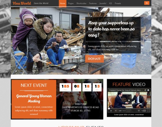 Vina World II - Free Charity & Nonprofit Joomla Template