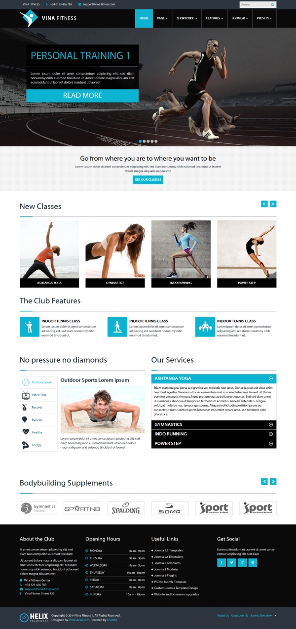 Vina Fitness II - Health, Sport, Gyms and Trainers Template