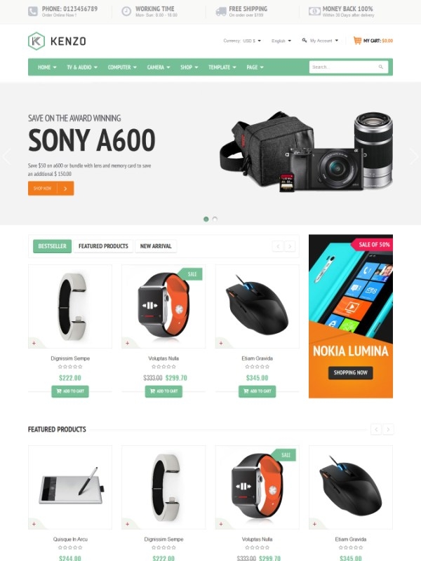 Vina Kenzo - Responsive VirtueMart Joomla Template