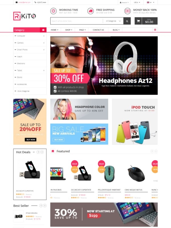 Vina Rikito - Responsive VirtueMart Joomla Template