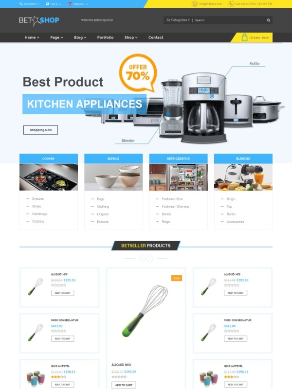 Vina BetaShop - Kitchen Appliances VirtueMart Template